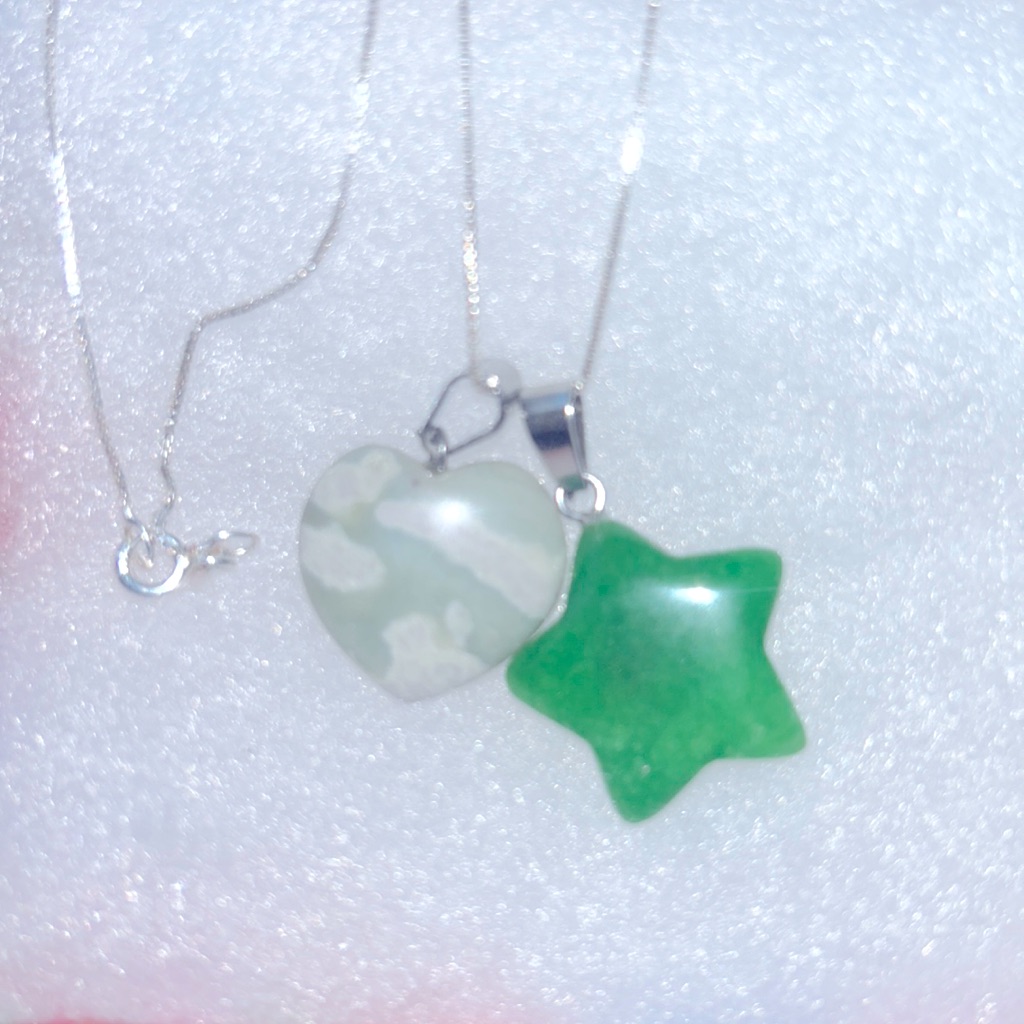Boho Hippie Jade Star Variscite Heart Sterling Silve 20$